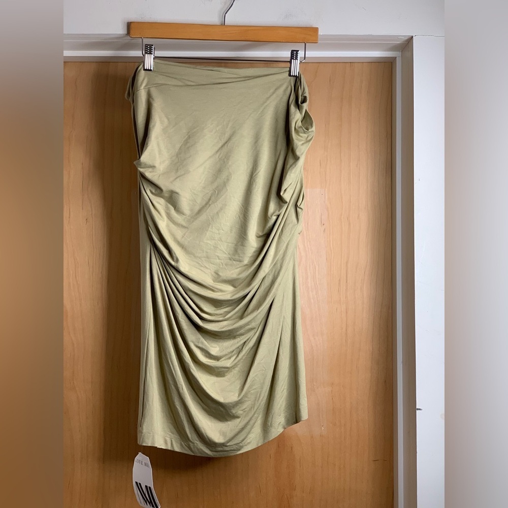 MM Lafleur Elegant Olive Green Draped Skirt.   Size+1